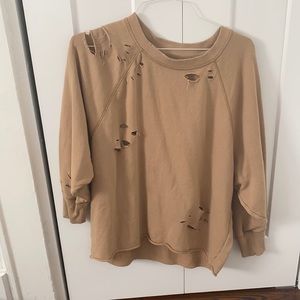 Aerie distressed pullover size m brown color